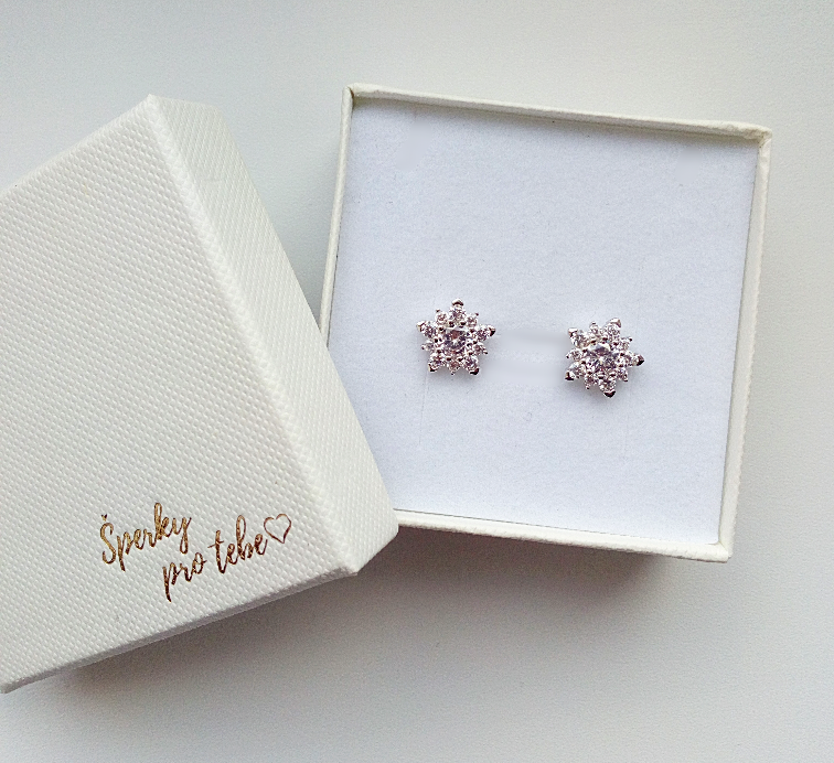 Stříbrné náušnice vločka - balení